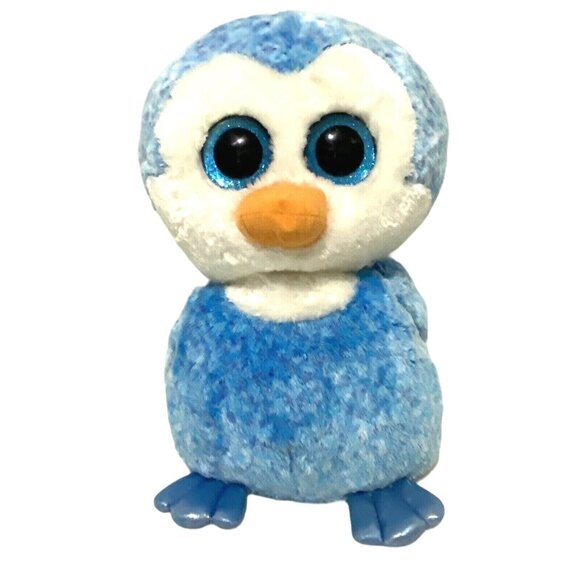 Ty Ice Cube Plush Blue Penguin with Glitter Eyes 17" - Picture 2 of 7